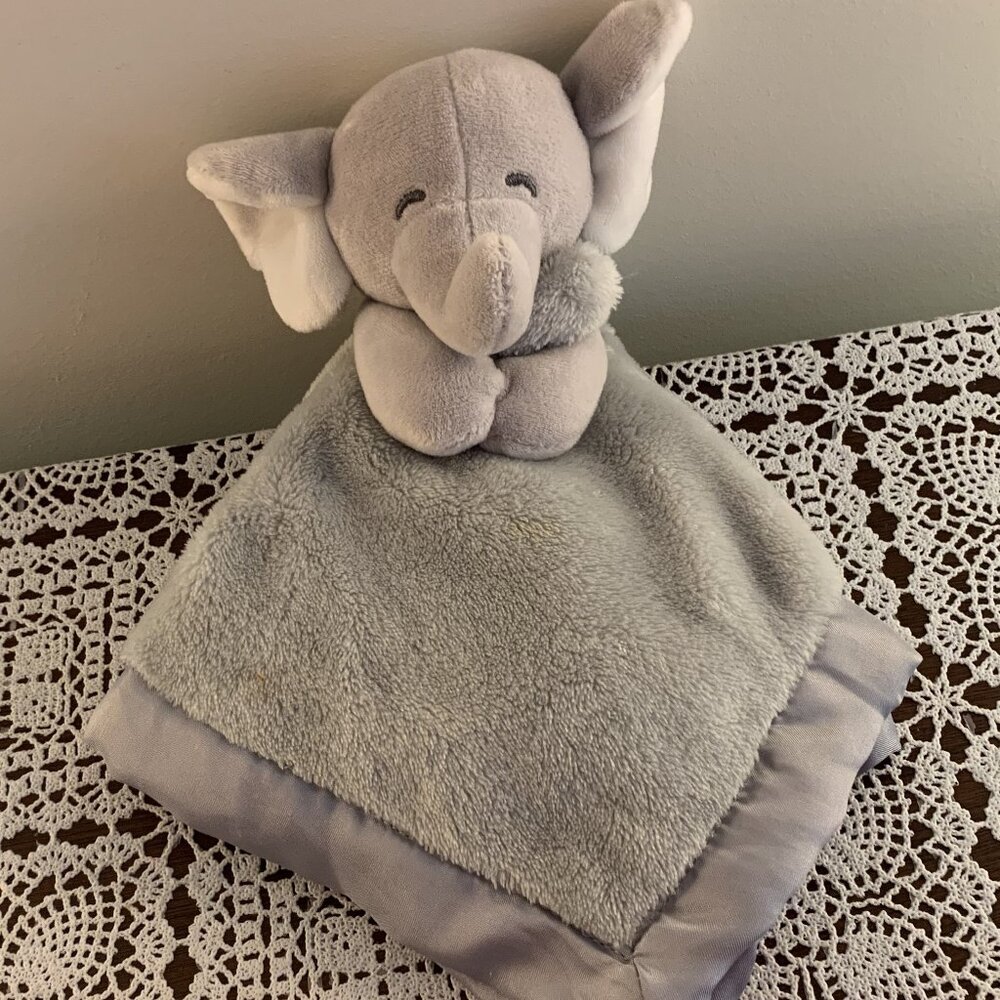 Carters Blue Elephant Lovey Security Blankie Baby Blanket Soothing Toy 14 Inch